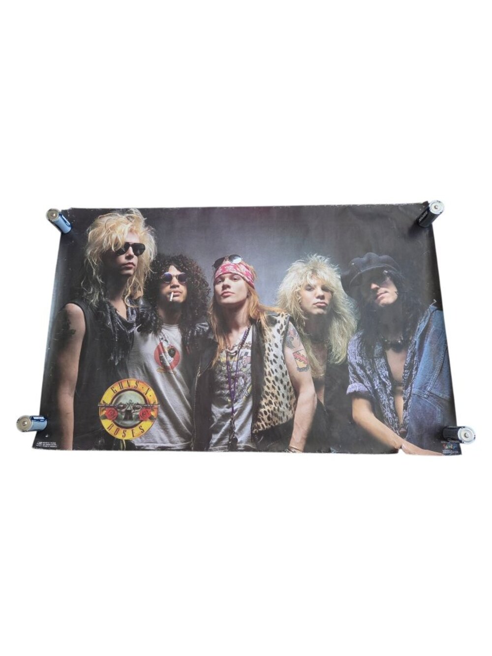 Guns N Roses 1988 5 Original Members Group Photo Poster 34x22 80s Rock Music VTG